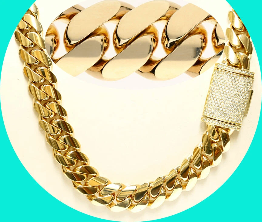 REDUCED 2000 3.34CT Diamond 14k YG Miami Cuban SOLID Link Chain