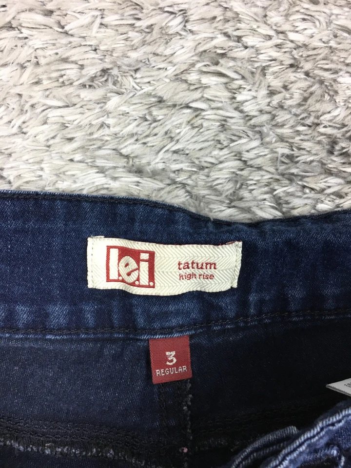 L.E.I. Pantalones Cortos de Jean Tatum para Mujer Talla 3 Azul Lavado Oscuro Denim Tiro Alto Foto 4 de 4