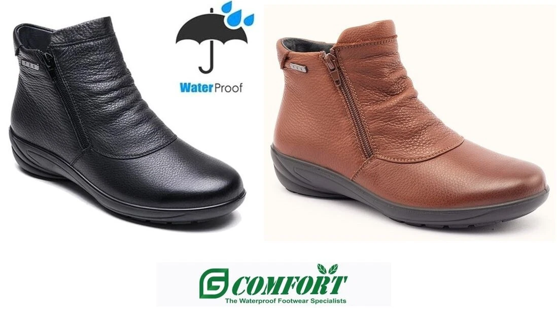 G Comfort Grunwald Germany Waterproof Leather Comfort Boots P-9521 Black or Tan