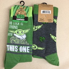 Star Wars Yoda 2 Pair Pack Unisex Novelty Crew Socks Size 6-12 New AR407