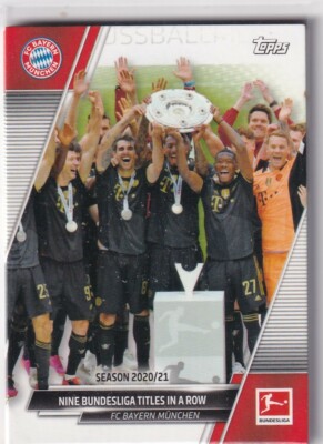 Topps Bundesliga Fußball 2021/22 Nr. 187 FC Bayern München 9 Titles in a row