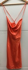 Women's Nasty Gal Collection Side Zip Poly Orange Rust Cowl Neck Slip Dress Sz 4
