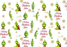 Personalised Grinch Wrapping Paper Sheet Large A1 840mm X 610mm Or A3 Gift Sheet