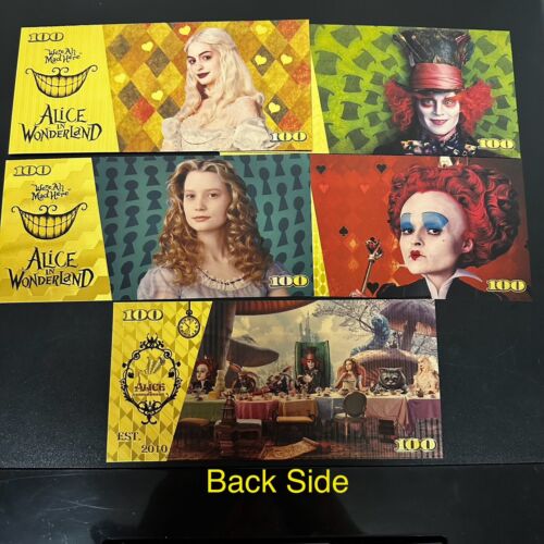 24k Gold Foil Plated Alice In Wonderland banknote set Disney Collectible - 第 1/6 張圖片