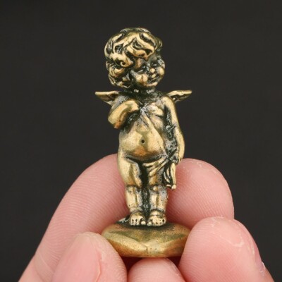Solid Brass Cupid Figurine Small Cupid Statue House Office Desktop Decoration