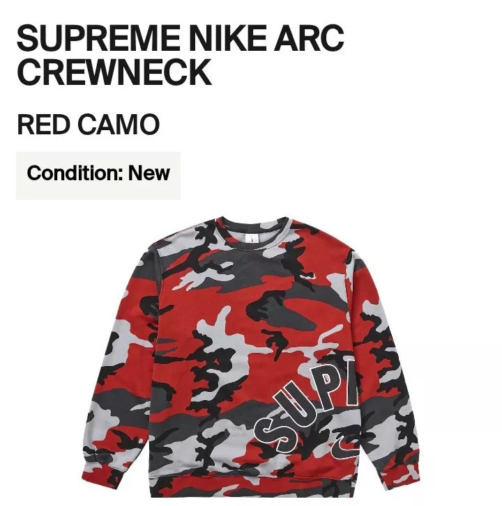 Supreme Nike Arc Crewneck Red Camo