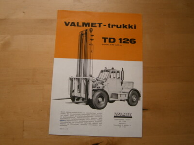 VALMET TD 126, finnische Gabelstapler, Original Prospekt, finnisch, ca 1965