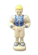 Vintage KAY FINCH Figurine Blue & Pink Boy California Pottery 7"