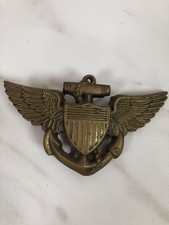 Vintage US Navy Pilot Wings Baron Belt Buckle 1979  Solid Brass 6178