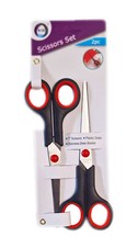 2pk SCISSORS SET HOUSEHOLD KITCHEN CRAFT PAIR OFFICE SOFT GRIP STAINLESS STEEL