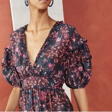 Ulla Johnson Amora Tie Back Floral Ruffle Midi Dress 6