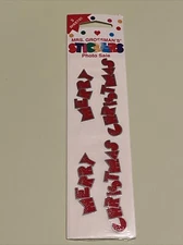 Mrs Grossman's Sticker Sheet Merry Christmas Words Red Shiny Foil NEW 3 Sheets