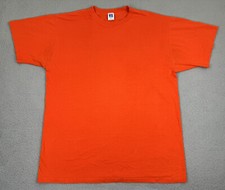 Vintage Russell Athletic T Shirt Mens XL Orange Short Sleeve Blank Made In USA