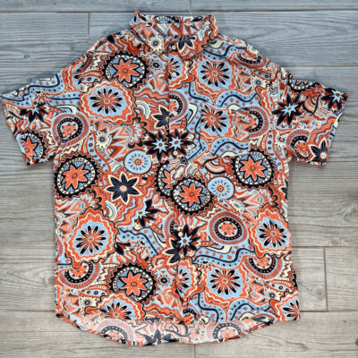 Quiksilver Mens Multicolor Geometric Regular Fit Short Sleeve Shirt Size XL
