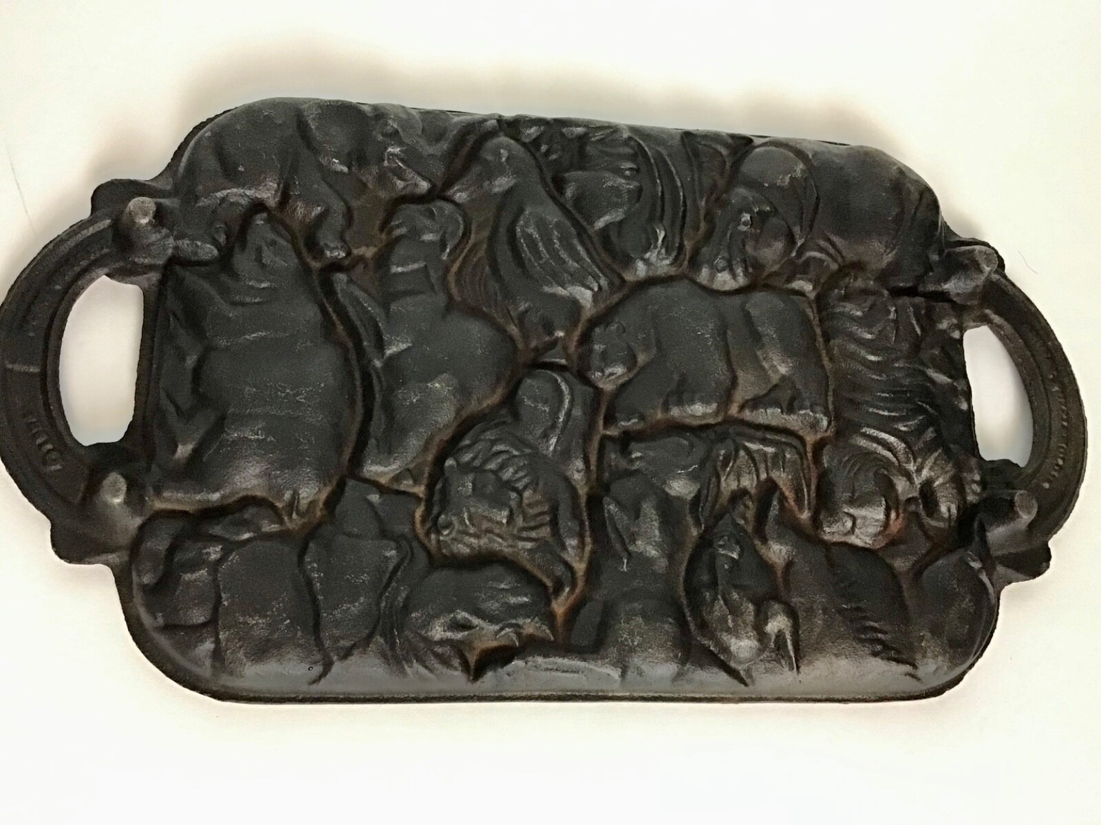 Vintage John Wright 1984 Animal Puzzle Mold Cast Iron Baking Cookie Pan