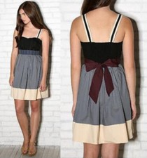 Urban Outfitters Silence Noise Corset Empire Waist Block Color Bow Dress Sz M