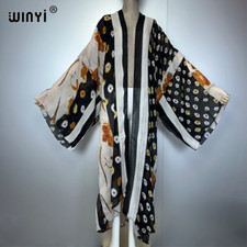 Bohemian Print Kimono Fashion Kaftan Beachwear Maxi Cardigan Evening Dress Abaya
