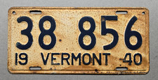 1940 VERMONT "PASSENGER" LICENSE PLATE (38-856)