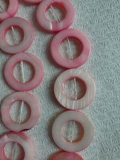PINK 20mm ROUND MOTHER OF PEARL BEADS  20 BEADS