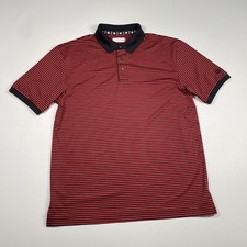 Ben Hogan Shirt Men  s Medium Red Navy Stripe Short Sleeve Performance Golf Polo