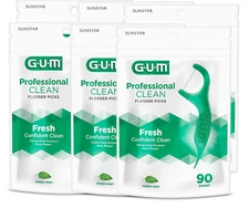 Gum Professional Clean Flossers Plus Flosser Picks Fresh Mint 90 Count Pack of 6