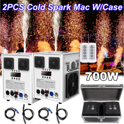 2PC 700W Cold Spark Firework Machine Stage Effect Wedding DJ Party w/Flight Case