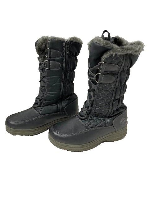 Totes Mujer Gris Con Cordones Cremallera Lateral Alto Invierno Forrado de Piel Botas de Nieve Talla 7 Foto 3 de 4