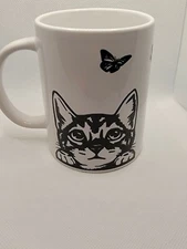 Cat, butterfly mug paw print, Birthday gift, For Women Men Ceramic Mug cute 