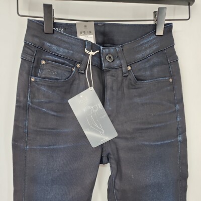 NEW G-STAR RAW 3301 High Rise Skinny Jeans dk Aged W25 L34 Womens Black  Blue