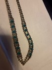 Vintage blue rhineston channel set vnecklace v-shaped  — photo 6