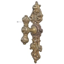 Antique Safe Fitting Long Plate Pull Handle Brass Lion Old 23.5Cm
