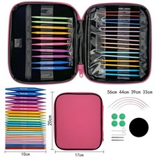 Rundstricknadeln Set Mit 10 Verschiedenen Größen – Austauschbare Edelstahl-Nadeln Inkl. Tasche, Perfekt Für Pullover, Mützen & Mehr