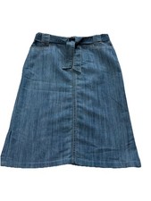 Christopher Banks Denim Midi Skirt Size 6 Pockets Modest Straight