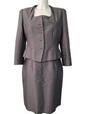 L.K. Bennett Women's dress suit UK 16 Grey Wool Silk Blend Elegant