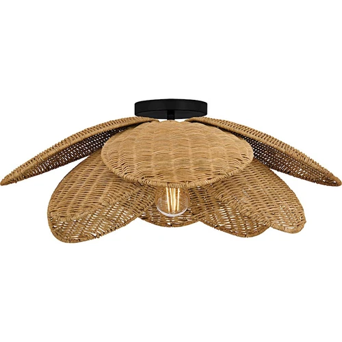 Quoizel Willa 1Light Semi-Flush Mount, Matte Black/Rattan - WLL1722MBK - Picture 1 of 1