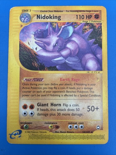 Pokemon TCG Nidoking 24/147 Aquapolis E-Series Non-Holo Rare NM
