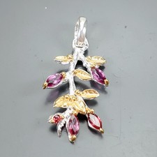 Ręcznie robiony naturalny rodolit wisiorek srebro szterlingowe 925 /B-P0668