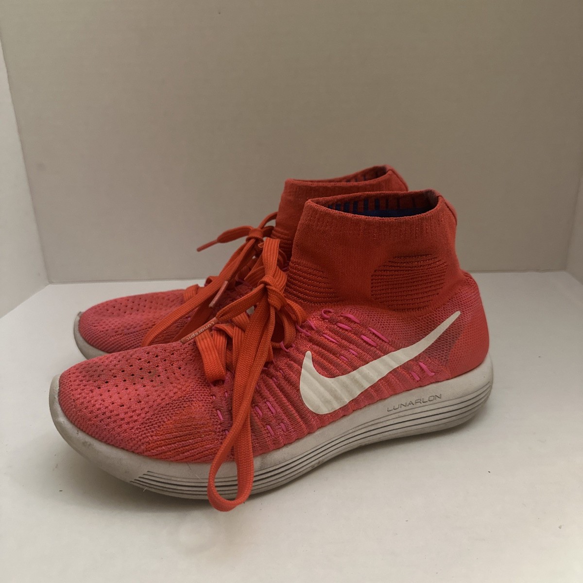 Nike LunarEpic Flyknit High Top Bright Orange Running Shoes  display picture 2
