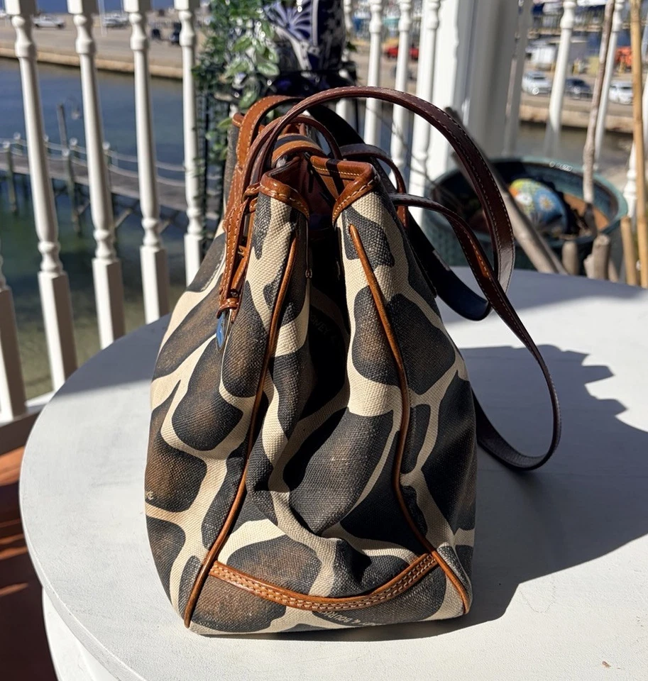 Bolso de Hombro Dooney & Bourke Jirafa Estampado Animal Lona Multicolor Y2K Foto 3 de 4