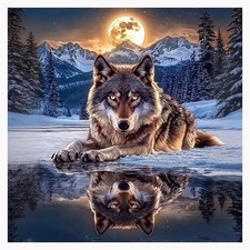 Wolf Diamond Art Kits for Adults, Wolf Moon Diamond Painting Kits for Adults ...