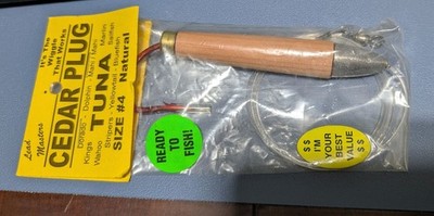 Tuna Cedar Plug Size  #4 Lead Masters Brand New Natural Ready To Fish