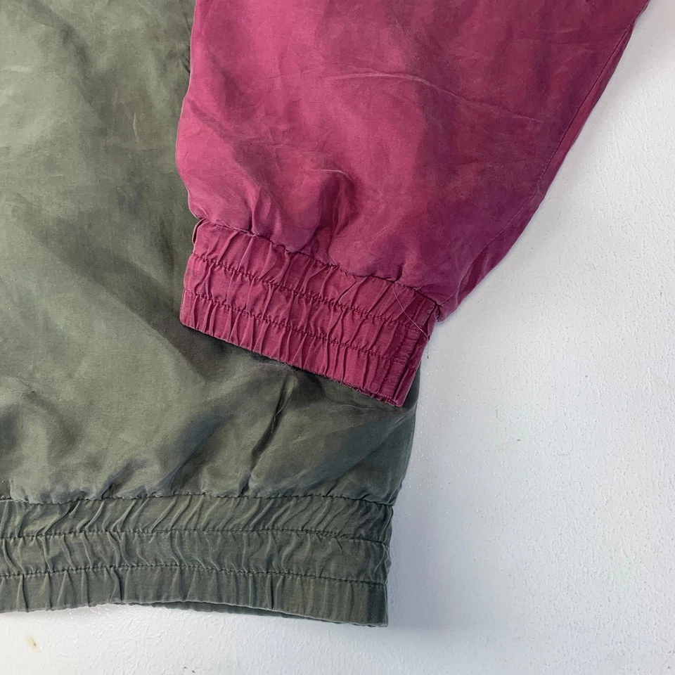 Silk Exchange Bomber Jacket 90s Vintage Colour Block Green Purple Mens L - Image 3 of 4