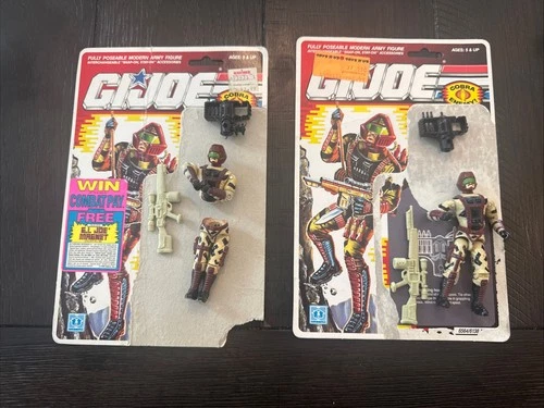 2 G.I. Joe Rock Viper V1 Action Figure + Uncut Cardback Vintage 1989 And 1990