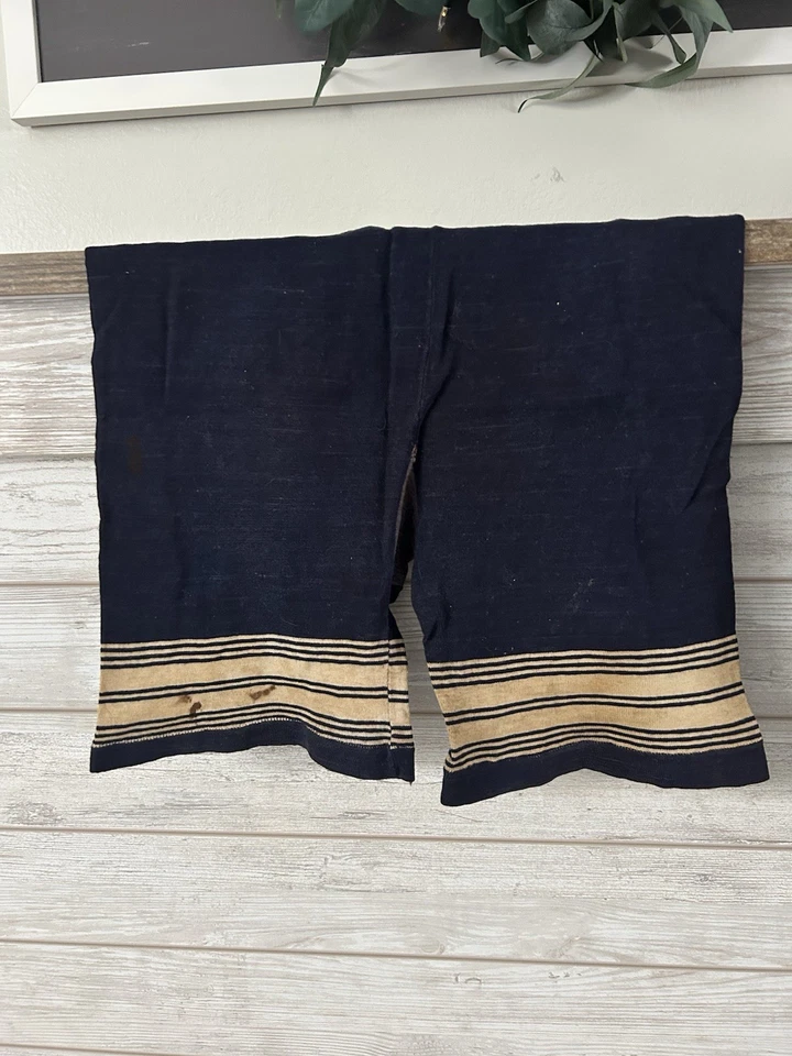 Early Primitive Nautical Americana Blue Wool Swim Suit Textile Set Of 2 - Image 4 of 4