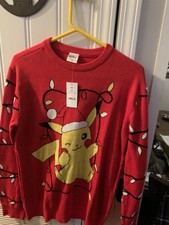 Pok mon Pikachu Red Christmas Sweater Brand New Youth Boy/Girl Size XXL Knit