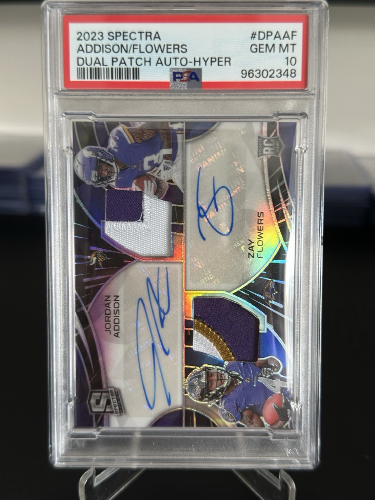 PSA 10 2023 SPECTRA JORDAN ADDISON /ZAY FLOWERS DUAL AUTO / PATCH HYPER /50