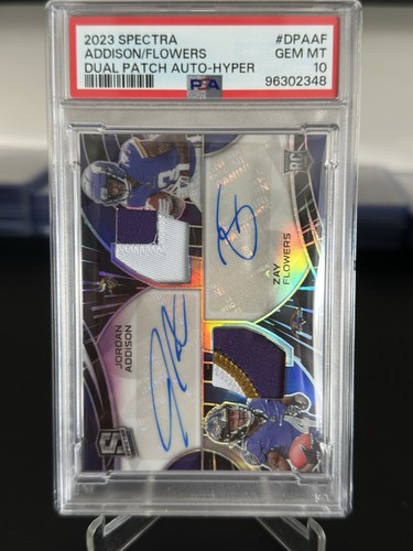 PSA 10 2023 SPECTRA JORDAN ADDISON /ZAY FLOWERS DUAL AUTO / PATCH HYPER /50