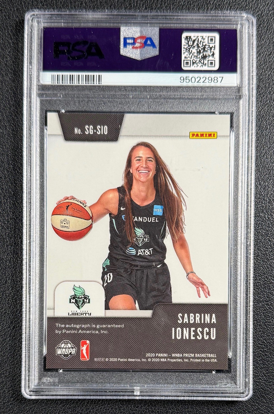 SABRINA IONESCU PSA 10 2020 PRIZM WNBA #SG-SIO ROOKIE SIGNATURES AUTO RC 2987 view 2