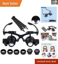 Adjustable LED Headband Magnifier - 10X, 15X, 20X, 25X for Crafts and Details