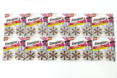 *120 Count* Ten 12-packs ENERGIZER 312 Hearing Aid Battery Brown Tab Exp 12/29